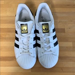 Adidas Superstar sneakers, size 8, white with blk